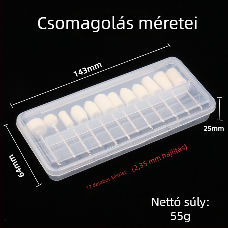 Gyapjú csiszolófej körömhöz – 12 darabos készlet elektromos körömcsiszolóhoz