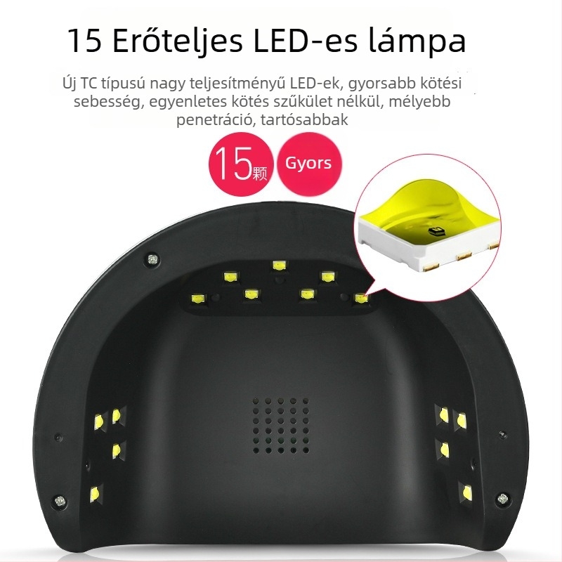 54W manikűr lámpa kettős fényforrással, intelligens szenzor, fájdalommentes gyors felmelegedés géllakk szárításához