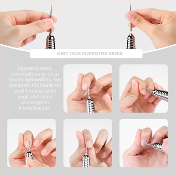 Myano wolfram acél köröm polírozó fej készlet – körömápolási eszközök készlet