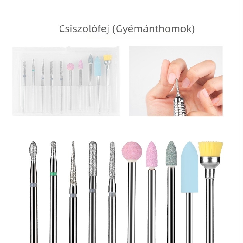 Myano wolfram acél köröm polírozó fej készlet – körömápolási eszközök készlet