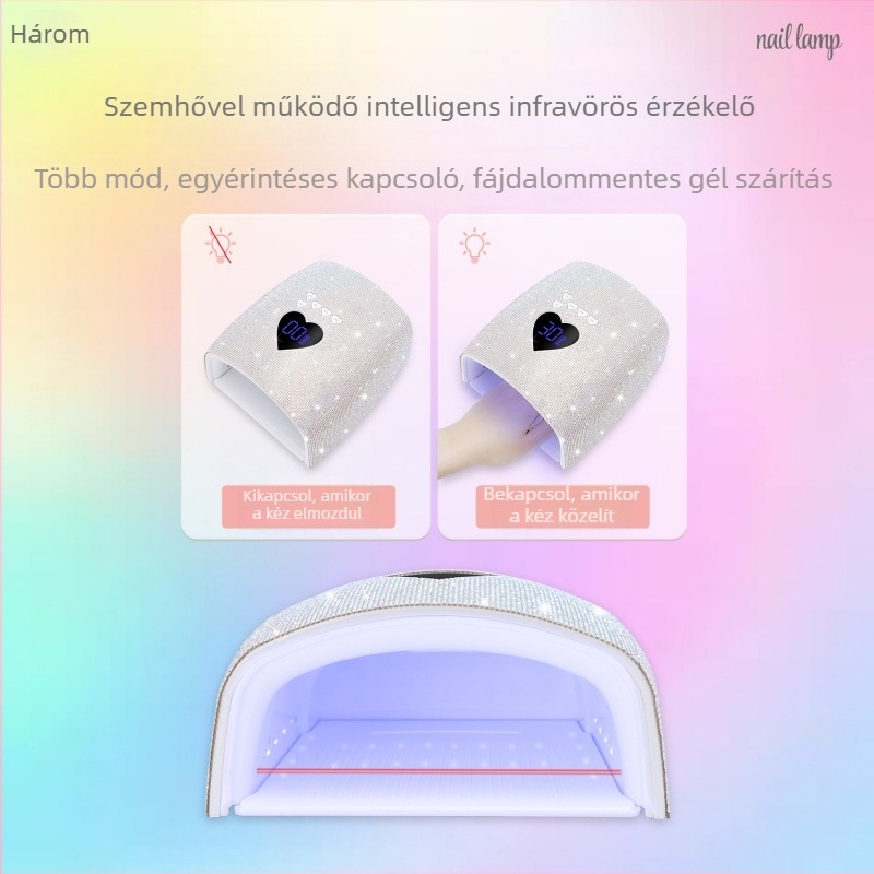 BY60 Manikűr lámpa, 220W, hordozható, kettős fényforrás, gyors szárítás