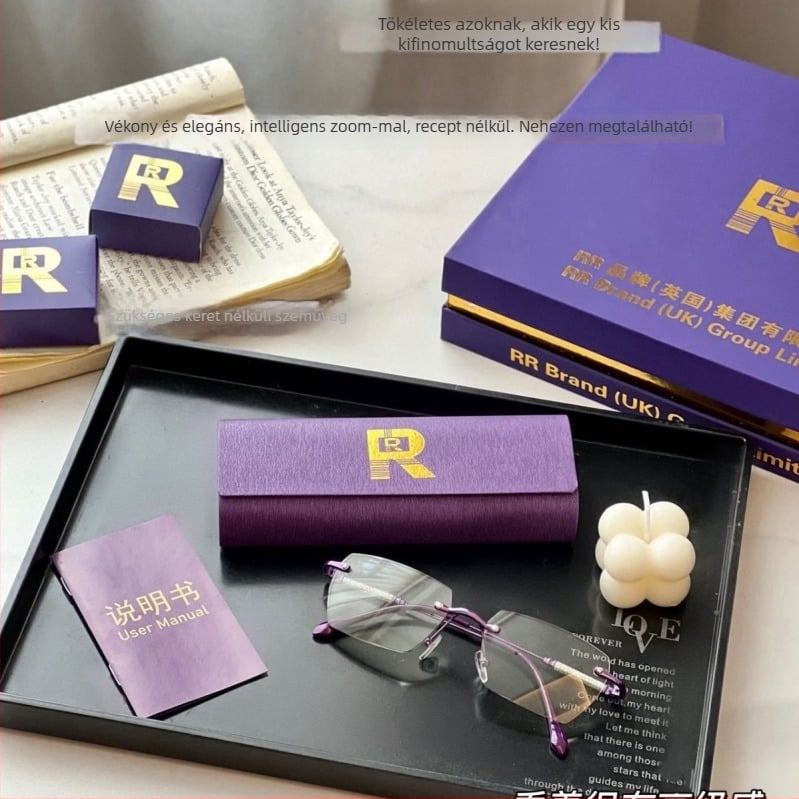 Keret nélküli olvasószemüveg PC lencsékkel, anti-kék fény védelem, poligonális keret, kapható 2024 őszén