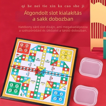 Mágneses repülő sakk – hordozható összecsukható tábla, gravírozott felület, mágneses figurák, oktatási játék 7–14 évesek