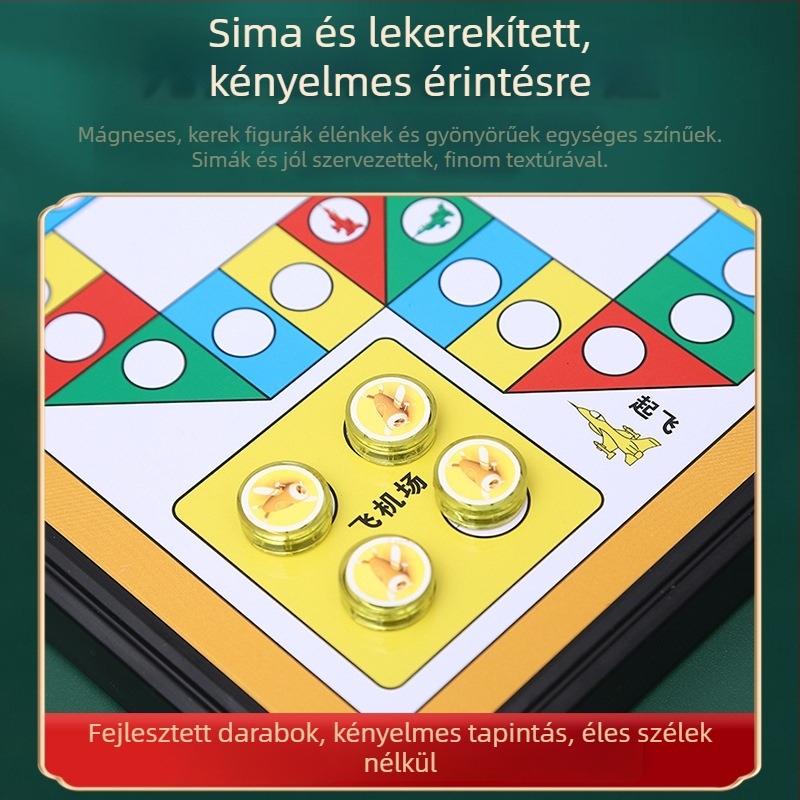Mágneses repülő sakk – hordozható összecsukható tábla, gravírozott felület, mágneses figurák, oktatási játék 7–14 évesek