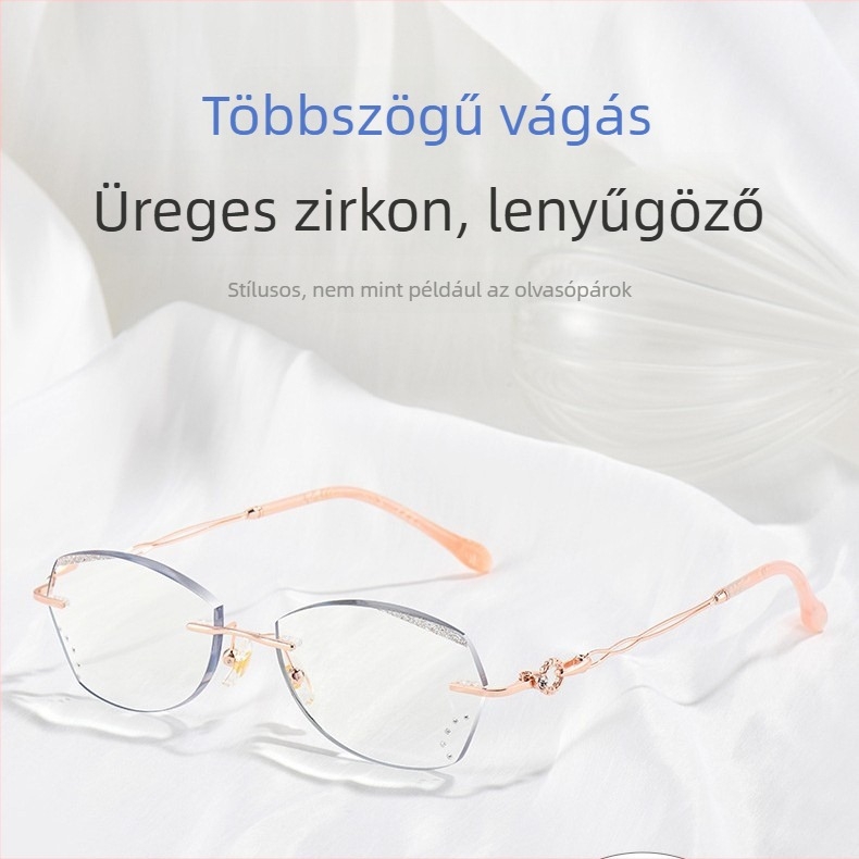 Keret nélküli olvasószemüveg nőknek, gyanta lencsék, kékfény elleni védelem, kerek stílus, 2024 ősz