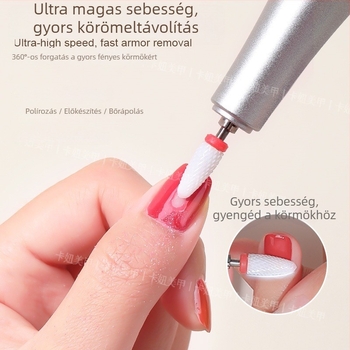 Vezeték nélküli professzionális körömdrill hűtési technológiával, hordozható köröm polírozó és halott bőr eltávolító eszköz, cserélhető csiszolófejekkel