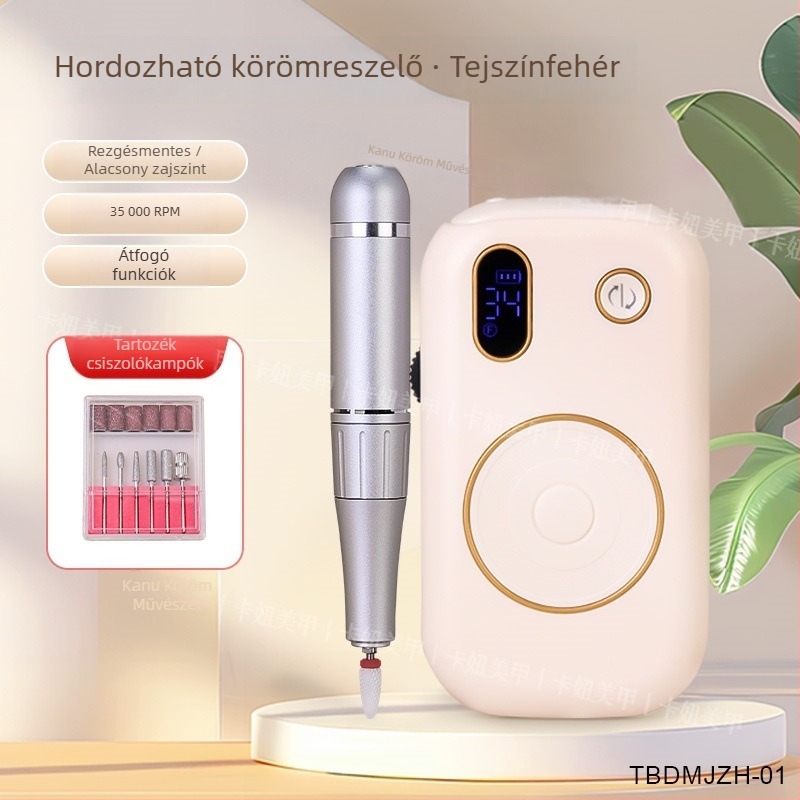 Vezeték nélküli professzionális körömdrill hűtési technológiával, hordozható köröm polírozó és halott bőr eltávolító eszköz, cserélhető csiszolófejekkel