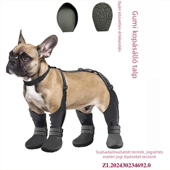 Kutyacipő reflexiós csíkkal, merev talpú, vízálló, csúszásmentes, kopásálló