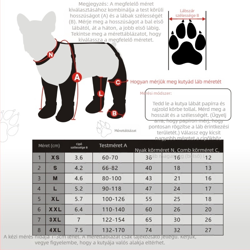 Kutyacipő reflexiós csíkkal, merev talpú, vízálló, csúszásmentes, kopásálló