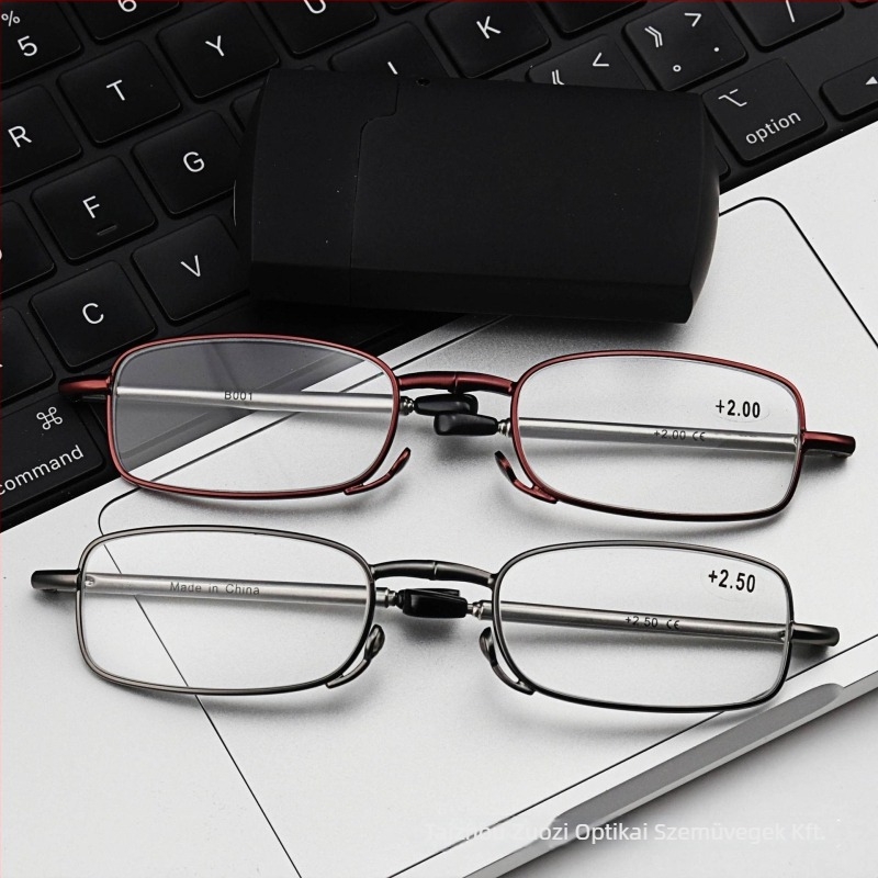 Olvasószemüveg fémből készült ovális keretben, gyanta lencsékkel és aszferikus lencsékkel, kis arcformához illeszkedő