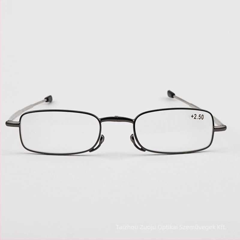 Olvasószemüveg fémből készült ovális keretben, gyanta lencsékkel és aszferikus lencsékkel, kis arcformához illeszkedő