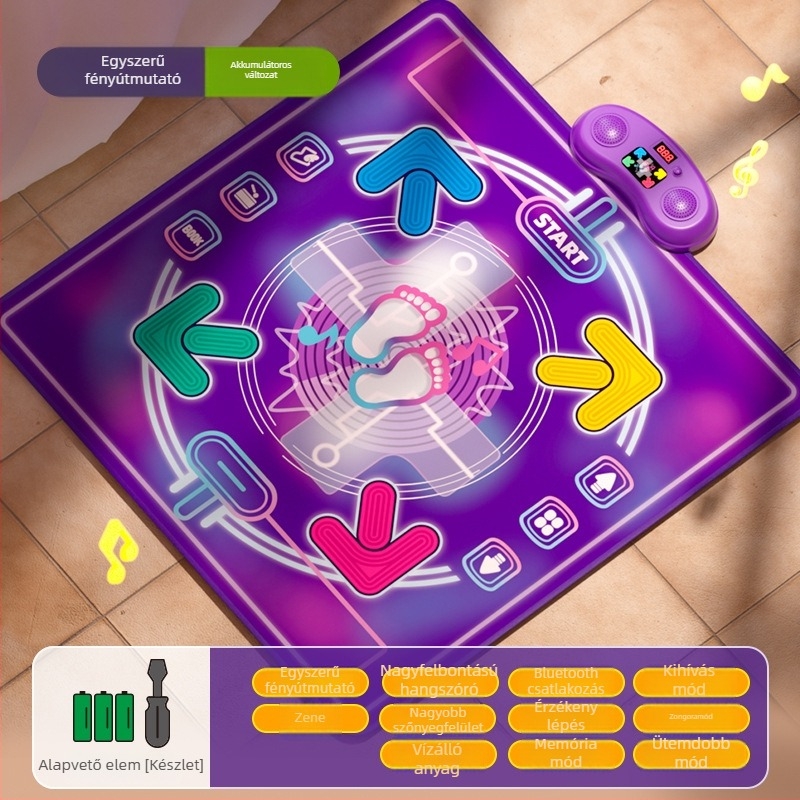 Gyermekek zenés táncmatraca — összecsukható, interaktív játék, műanyagból, 7–14 éveseknek