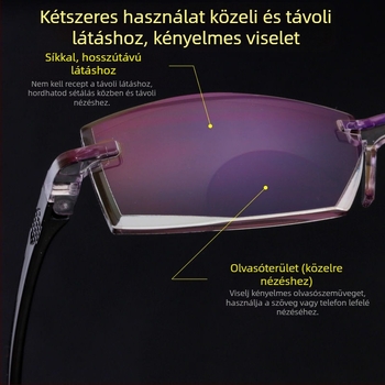 Kékfény elleni olvasó szemüveg, kettős használat közelre és távolra, ultrakönnyű PC lencsék, négyszögletes keret