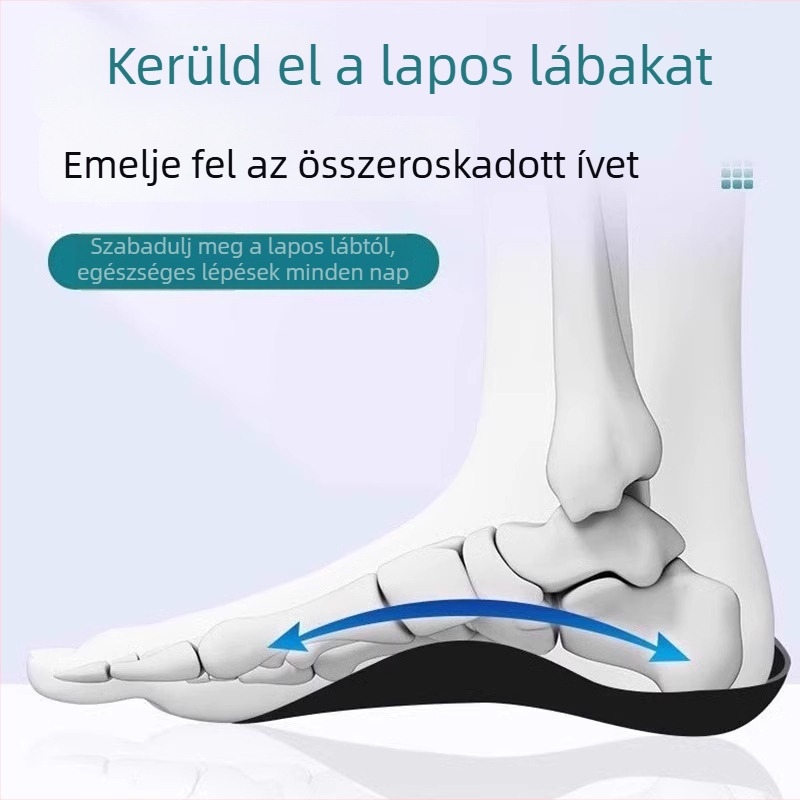 Lapos láb korrigáló talpbetét, magassító funkció, fél talpbetét, Modell 01 (Uniszex, felnőttek; Sportcipőkhöz, bakancsokhoz, hétköznapi és munkacipőkhöz)