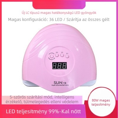 80W Sun19 LED manikűr lámpa – géllakk gyorsítására, professzionális és otthoni használatra
