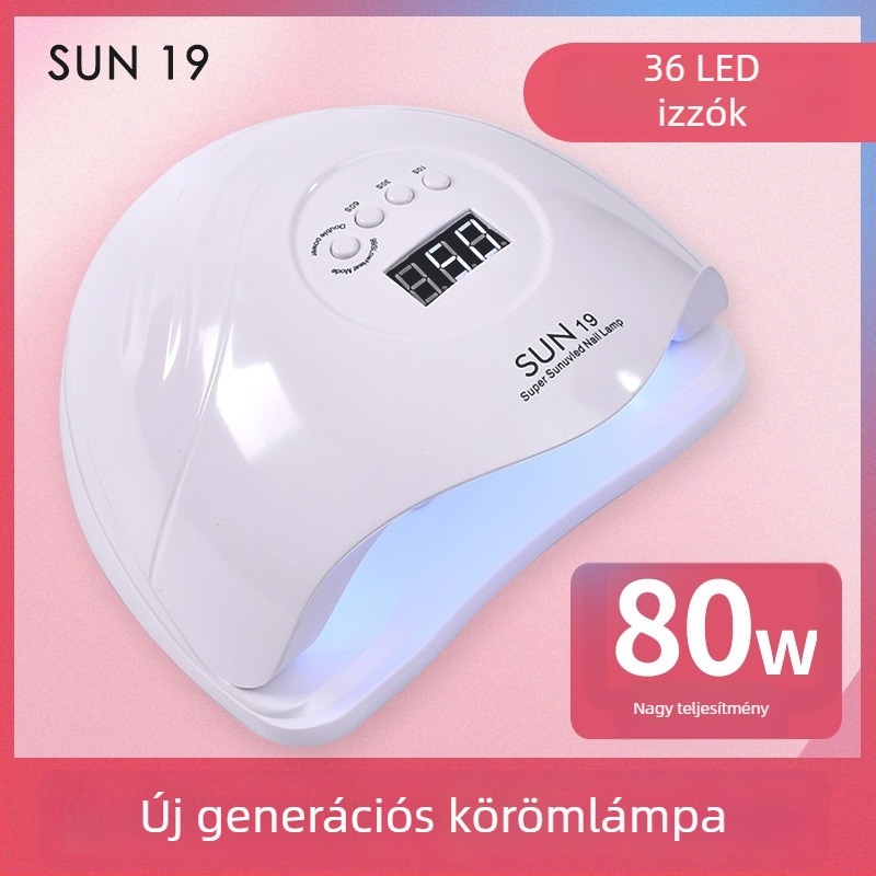 80W Sun19 LED manikűr lámpa – géllakk gyorsítására, professzionális és otthoni használatra