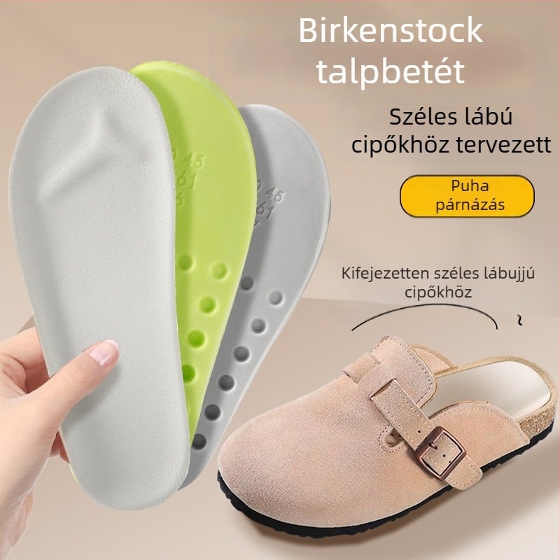 PU talpbetét Birkenstock-stílusú cipőkhöz, dezodoráló funkcióval, teljes hosszúságú boltozat-támogatás, teljes talp