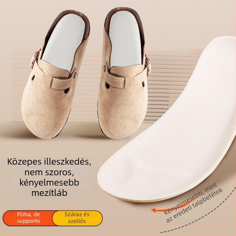 PU talpbetét Birkenstock-stílusú cipőkhöz, dezodoráló funkcióval, teljes hosszúságú boltozat-támogatás, teljes talp
