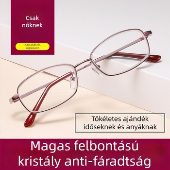 Olvasószemüveg: kristály lencsék, teljes keret, fémkeret, rövidlátásra, művészi retro stílus