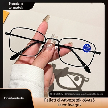 Vintage kékfény elleni olvasó szemüveg keret, négyzet alakú teljes keret, fém