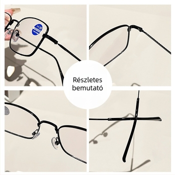 Vintage kékfény elleni olvasó szemüveg keret, négyzet alakú teljes keret, fém