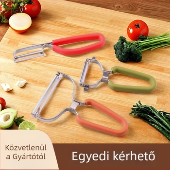 Többszörös funkciójú gyümölcs hámozó, Y- és P-típusú pengékkel, 430 rozsdamentes acélból • Gumi- és TPR-markolat • Három az egyben