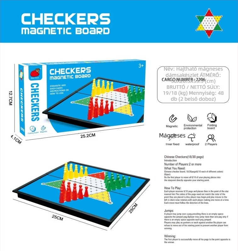 Bear Card Mágneses hajtogatható sakk-damajáték, HIPS anyag, Oktatási játék a kognitív fejlesztéshez