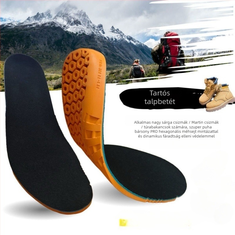 PU anyagú bakancs talpbetét: fáradtság elleni boltozat-támogatás, ütéscsillapítás, magasság növelés, izzadság felszívódás, antibakteriális réteg