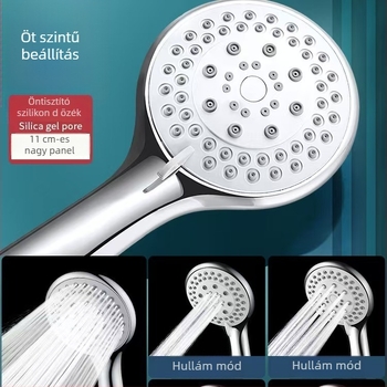 Kézi zuhanykészlet: permetezés, masszázs és esőzuhany; anyaga műanyag; stílus könnyed luxus; felület elektroplating; modell Cyclone Gulangyu Tuhao Gold