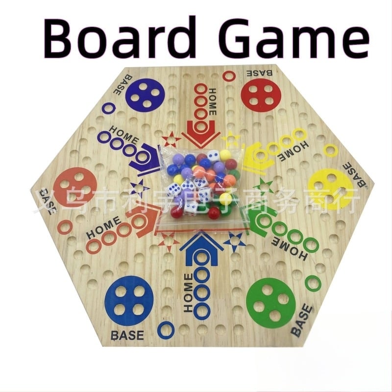 Fából készült kétoldalas társasjáték – Flying Chess, többjátékos pályás játék, 4–35 éveseknek