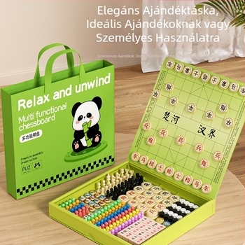 12-in-1 hordozható asztali játékcsomag — műanyag kivitel; 7–14 éveseknek; Flying Chess, Checkers, Sudoku és Go