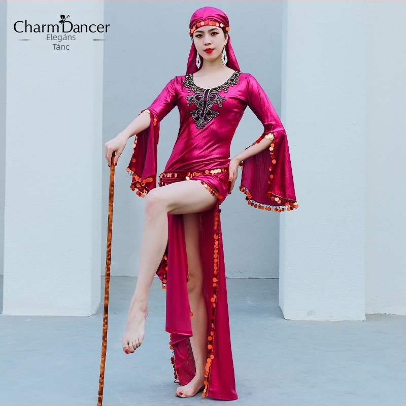 Saidi ruha Belly Dance-hez, női színpadi viselet solo vagy csoportos előadásokhoz, 90% poliészter