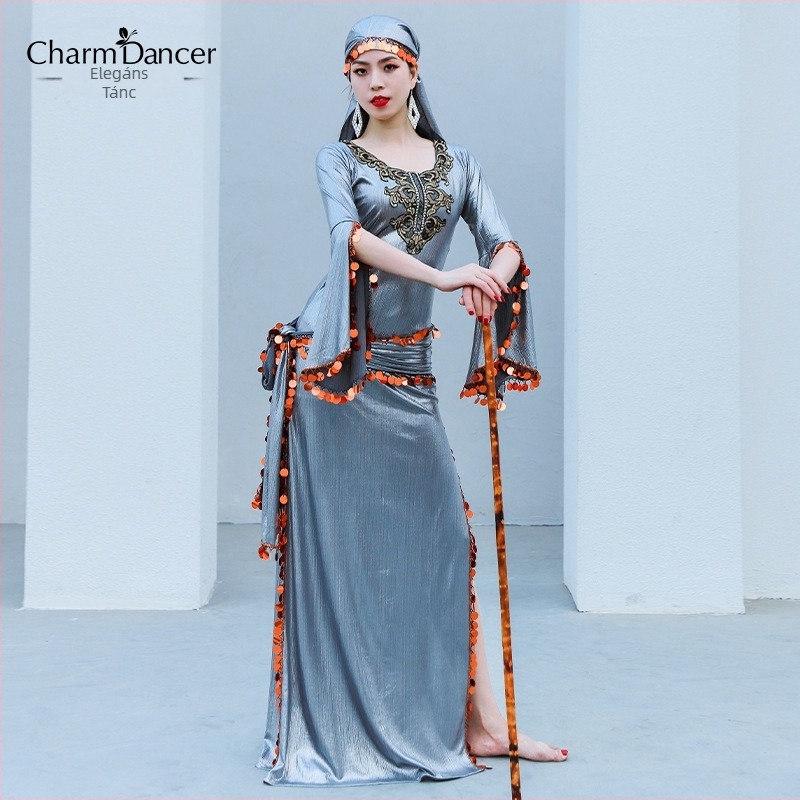 Saidi ruha Belly Dance-hez, női színpadi viselet solo vagy csoportos előadásokhoz, 90% poliészter