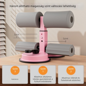 Sit-up segédeszköz telefontartóval, beltéri hasizom-edző vákuumos pohárral és hatszöves sínnel, irodai és otthoni használatra, tömege 980 g