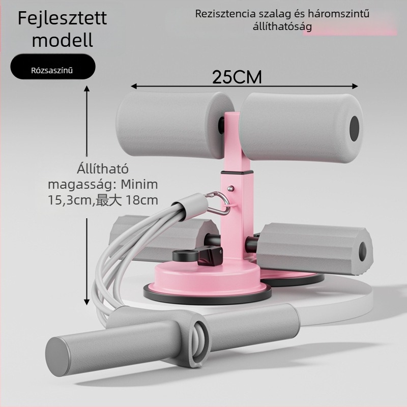 Sit-up segédeszköz telefontartóval, beltéri hasizom-edző vákuumos pohárral és hatszöves sínnel, irodai és otthoni használatra, tömege 980 g