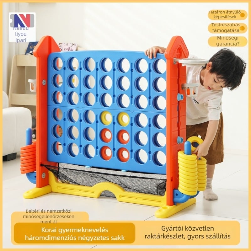 Li You műanyag 3D Connect Four játék szülő-gyermek interakcióval, oktatási játék 4–14 éveseknek
