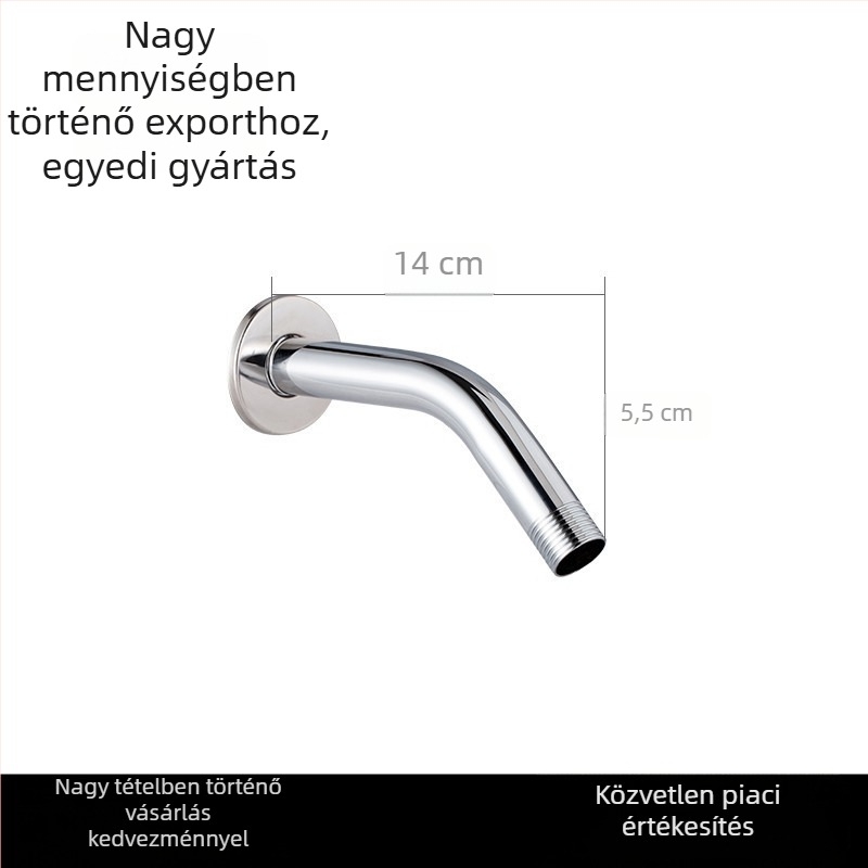 Rozsdamentes acélból készült ívelt zuhanykar falba rejtett szerelvénnyel, elektroplakált felülettel, modern minimalista stílus