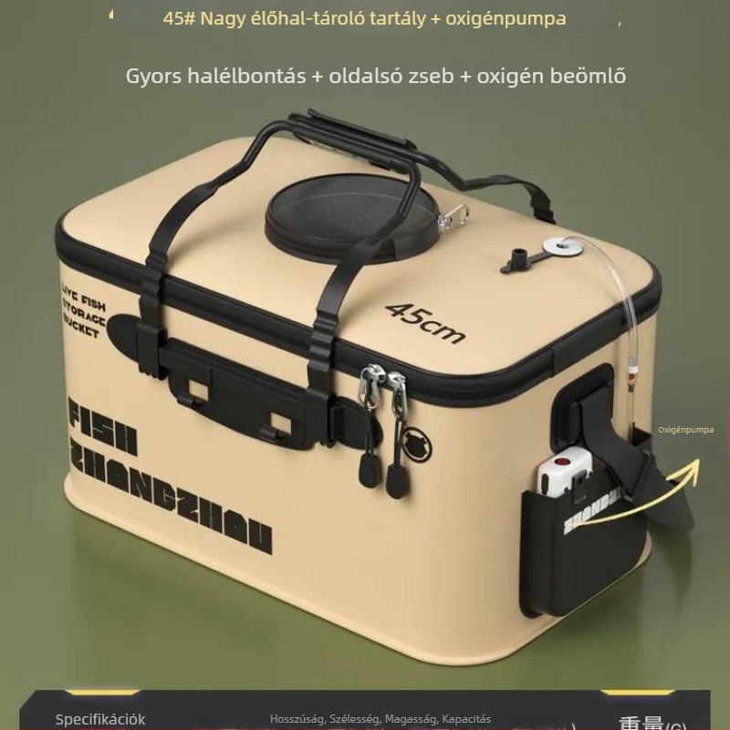 Összecsukható EVA halas vödör élő halakhoz, horgászfelszerelés, megerősített kialakítás