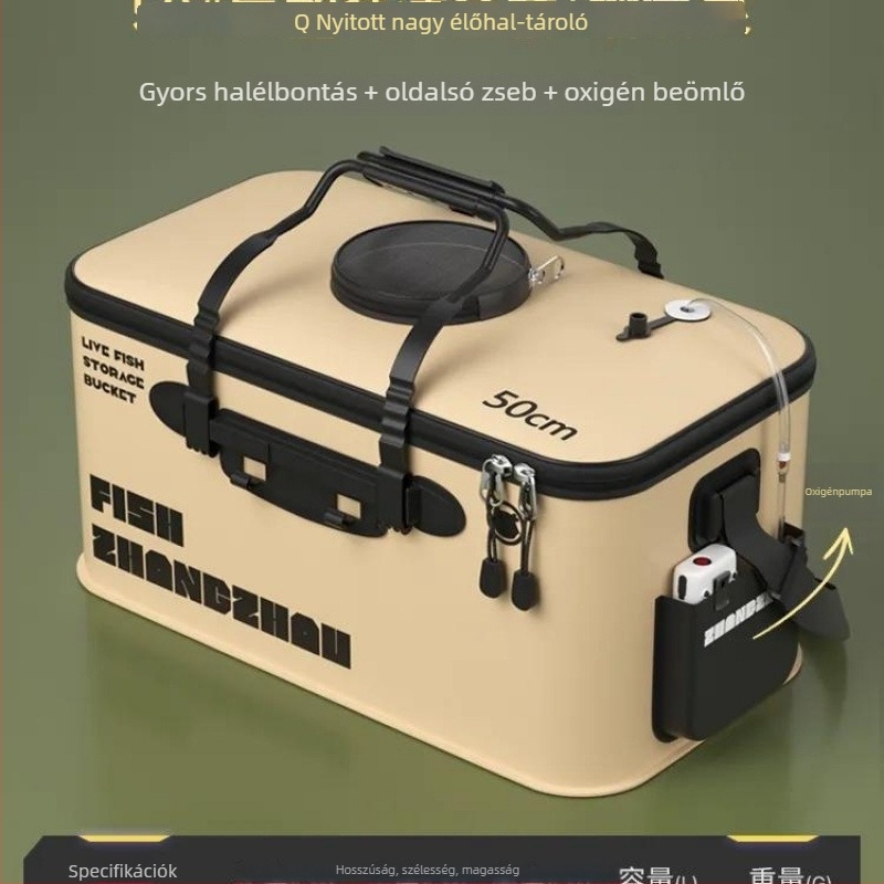 Összecsukható EVA halas vödör élő halakhoz, horgászfelszerelés, megerősített kialakítás