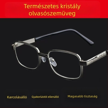 Olvasó szemüveg kristály lencsékkel, teljes keret rézötvözetből, ütésálló lencsék