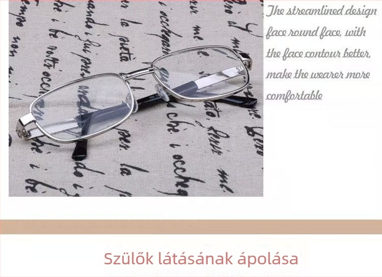 Olvasó szemüveg kristály lencsékkel, teljes keret rézötvözetből, ütésálló lencsék