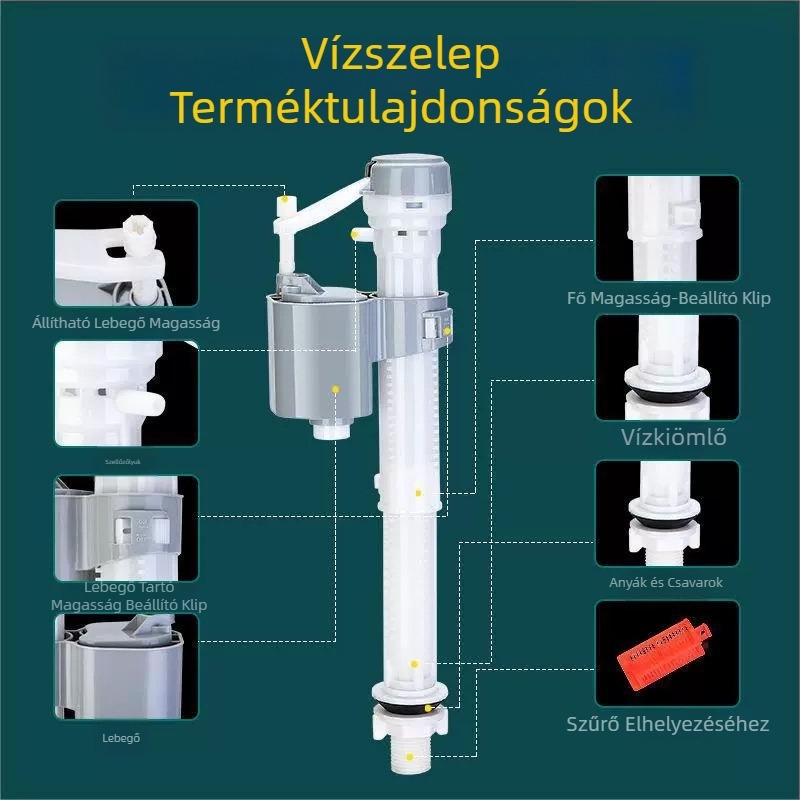 WC-tartály feltöltő szelep (Anyag: Műanyag; Használat módja: Menetes csatlakozás; Gyártási eljárás: Injektiós öntés; Stílus: Modern egyszerűség; Tanúsítvány: Nincs)