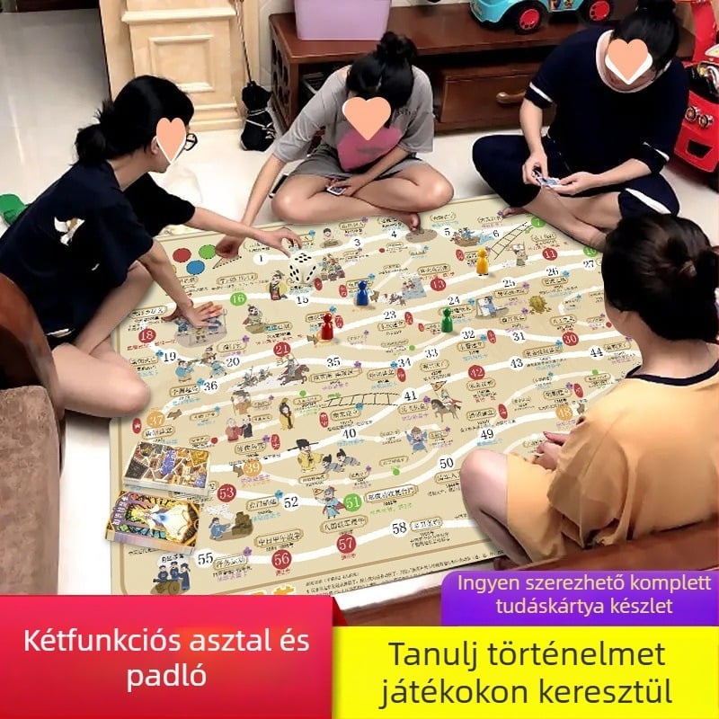 Családi oktatási társasjáték: kínai történelmi idővonal, Flying Chess és Monopoly, 7–14 éveseknek