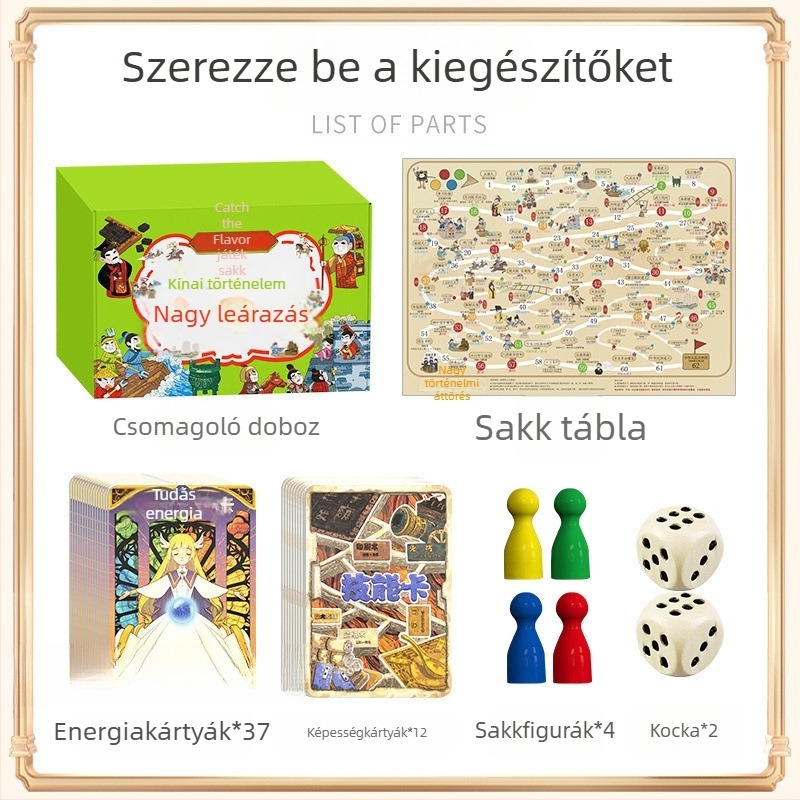 Családi oktatási társasjáték: kínai történelmi idővonal, Flying Chess és Monopoly, 7–14 éveseknek