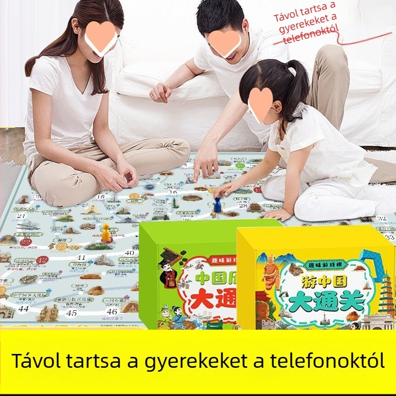 Családi oktatási társasjáték: kínai történelmi idővonal, Flying Chess és Monopoly, 7–14 éveseknek