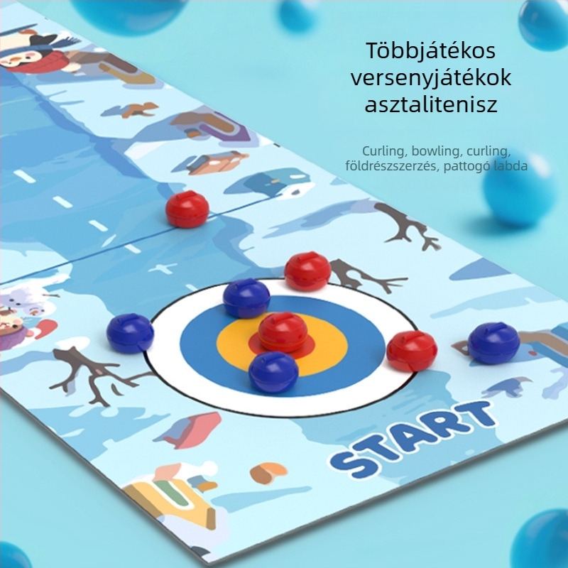 Gyerekasztali curling játék – Kétfős interaktív oktatási játék, műanyagból, 4–14 éveseknek, fejleszti a kéz-szem koordinációt
