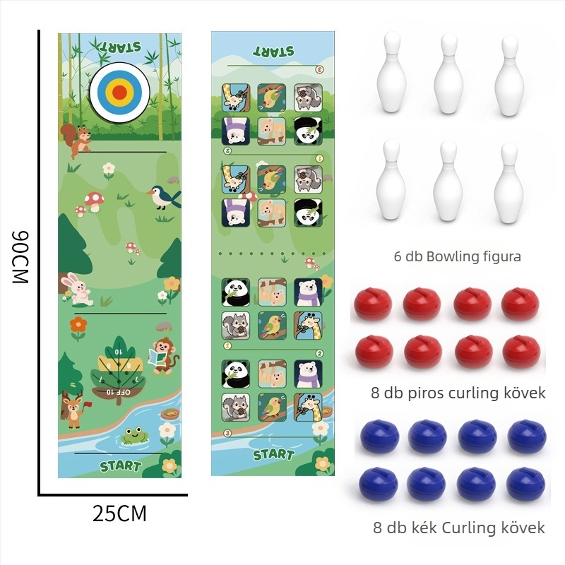 Gyerekasztali curling játék – Kétfős interaktív oktatási játék, műanyagból, 4–14 éveseknek, fejleszti a kéz-szem koordinációt