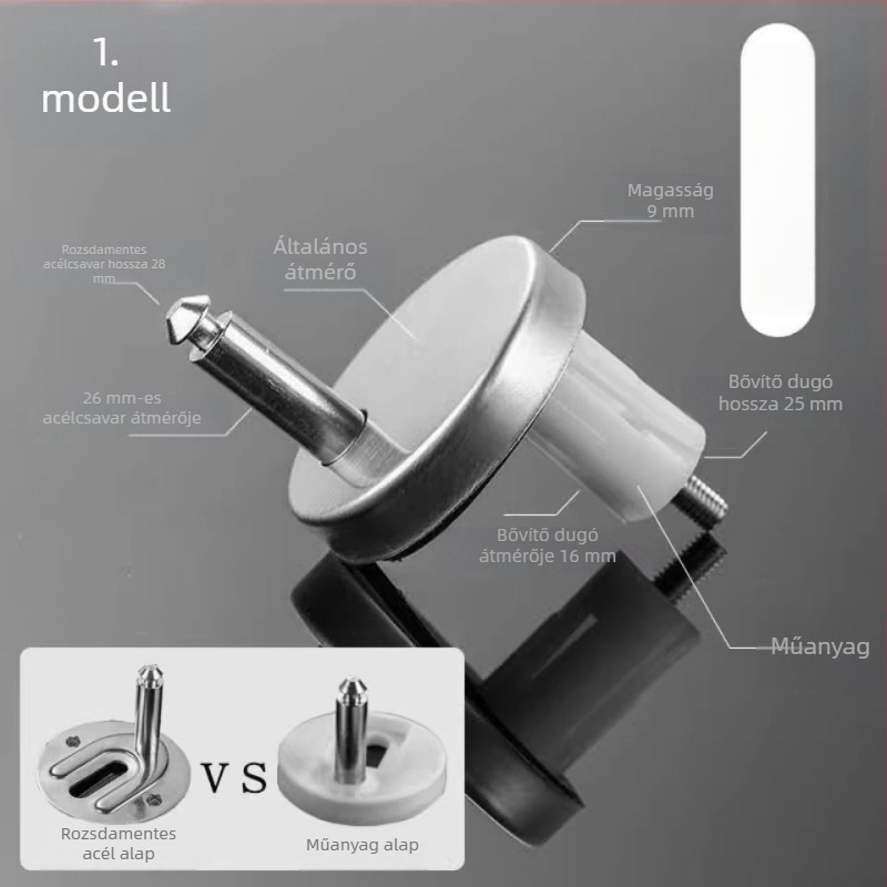 Wc-ülés rögzítő készlet, fém+PP, könnyű luxus stílus, Summer Solstice márka, univerzális kompatibilitás