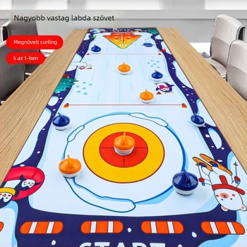 Öt-az-egyben asztali játék: asztali hokizás, curling és bowling – műanyag, oktató és interaktív gyerekjáték