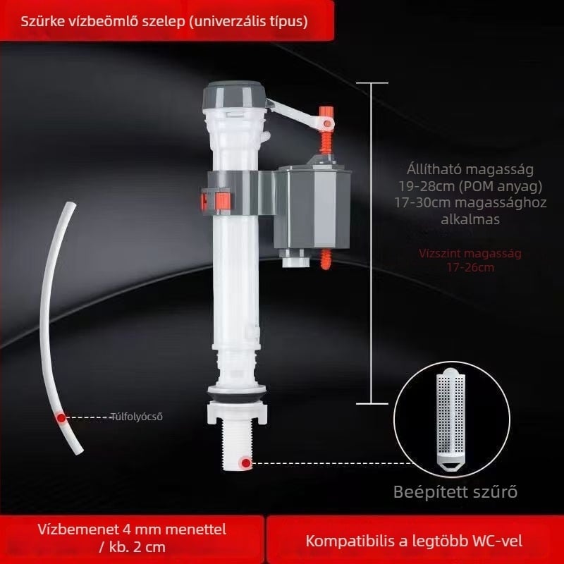 WC vízbevezető szelep — univerzális, kihúzható, magas nyomású, PP alapanyagból, injekciós öntés, forgatható használat
